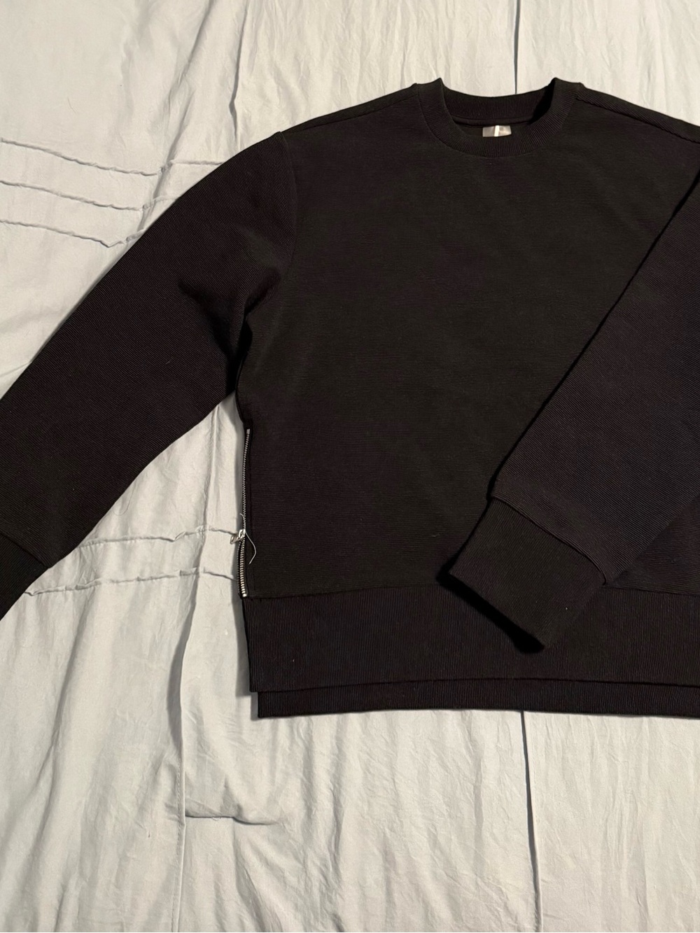 Calia by Carrie Underwood: Black Crewneck Sweater with Side Zippers
